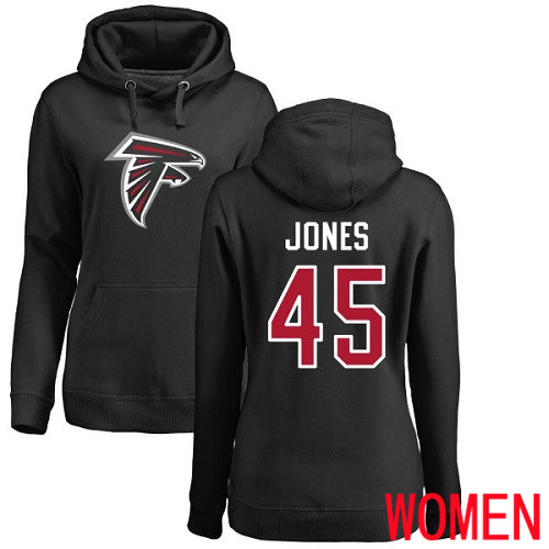 Atlanta Falcons Black Women Deion Jones Name And Number Logo NFL Football #45 Pullover Hoodie Sweatshirts->women nfl jersey->Women Jersey